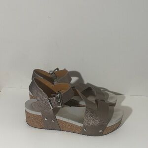Volatile Taupe Platform Sandals
